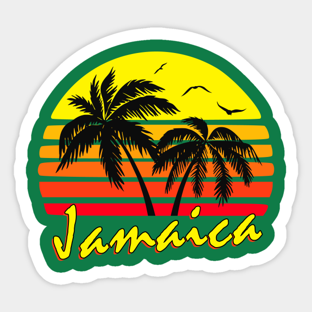 Jamaica Retro Sunset Jamaica Sticker TeePublic